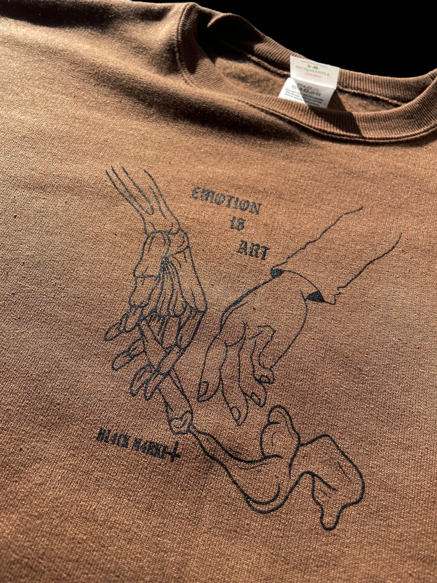 Army brown “Emotion Is Art” crewneck